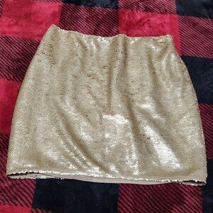 Forever 21 Sequin Skirt Gold Size Small